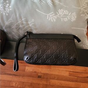 Black Leather Wristlet